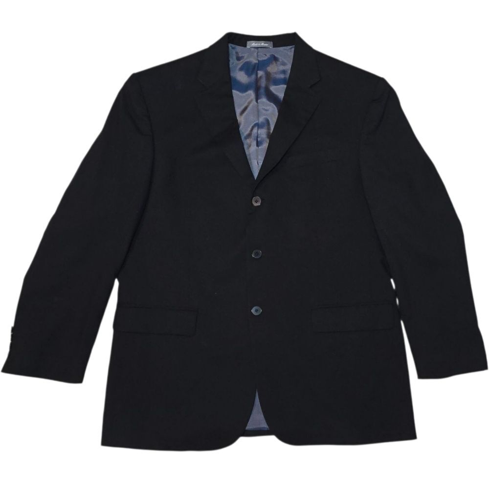 Oscar de la Renta Men's Black Blazer Sport Coat Jacket 44R Black Wool 3 Button